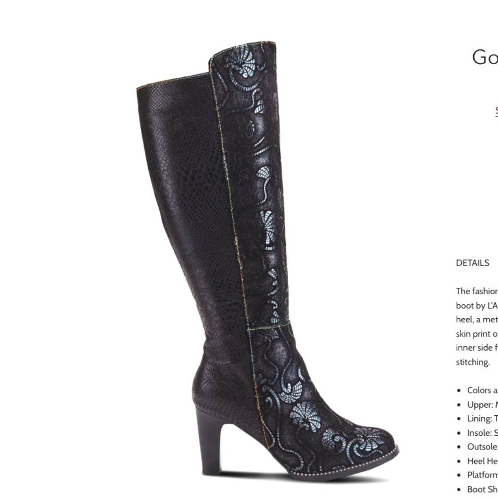 Gorjus Swirl boot by L'Artiste from Spring Step Black Knee High Boots